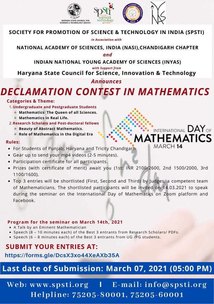 Declamation Contest in Mathematics – Society for Promotion for Science ...