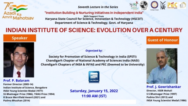 Indian Institute of Science Evolution over a Century – Prof. P. Balaram ...